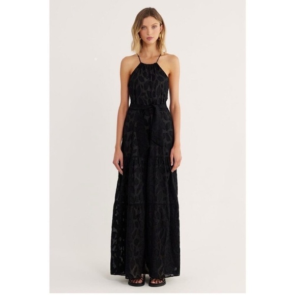 Rumer The Label Giselle Halter Maxi Dress Black - Picture 1 of 6